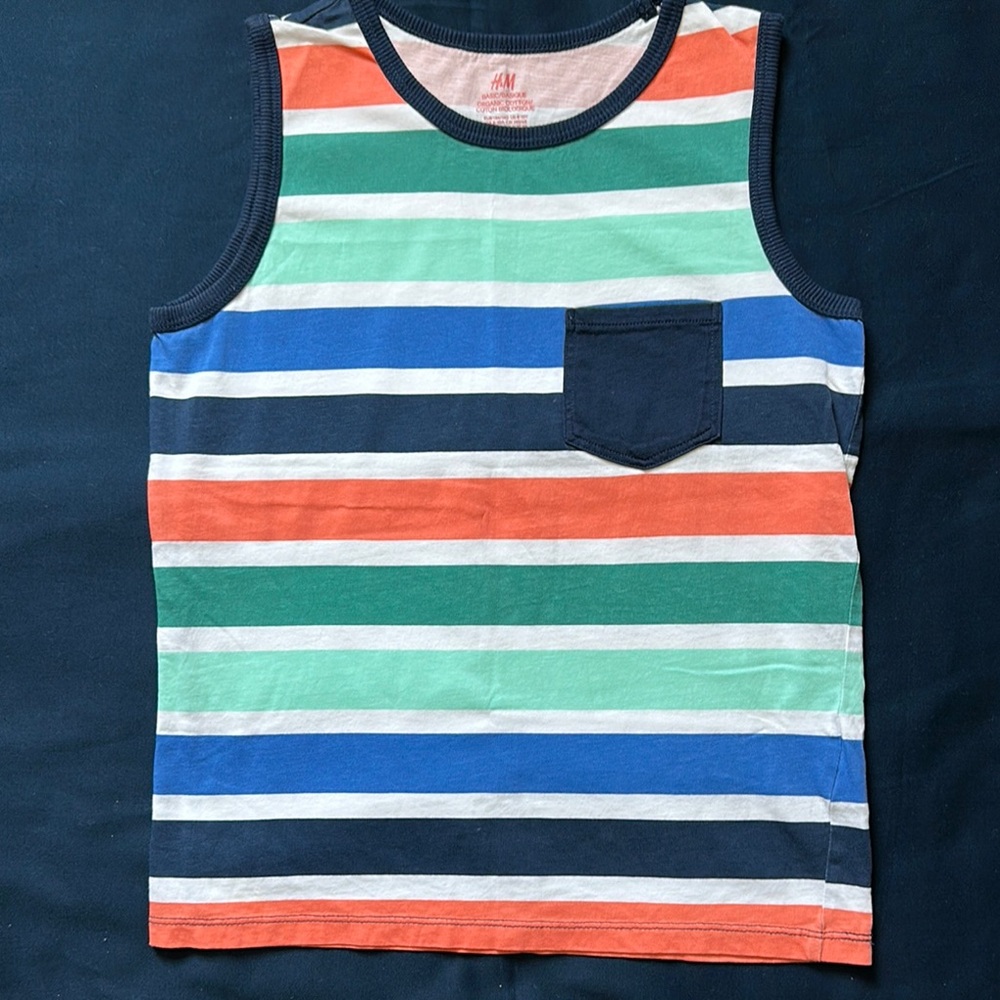 H&M 8-10Y Kids Colorful Striped Tank Top with Pocket